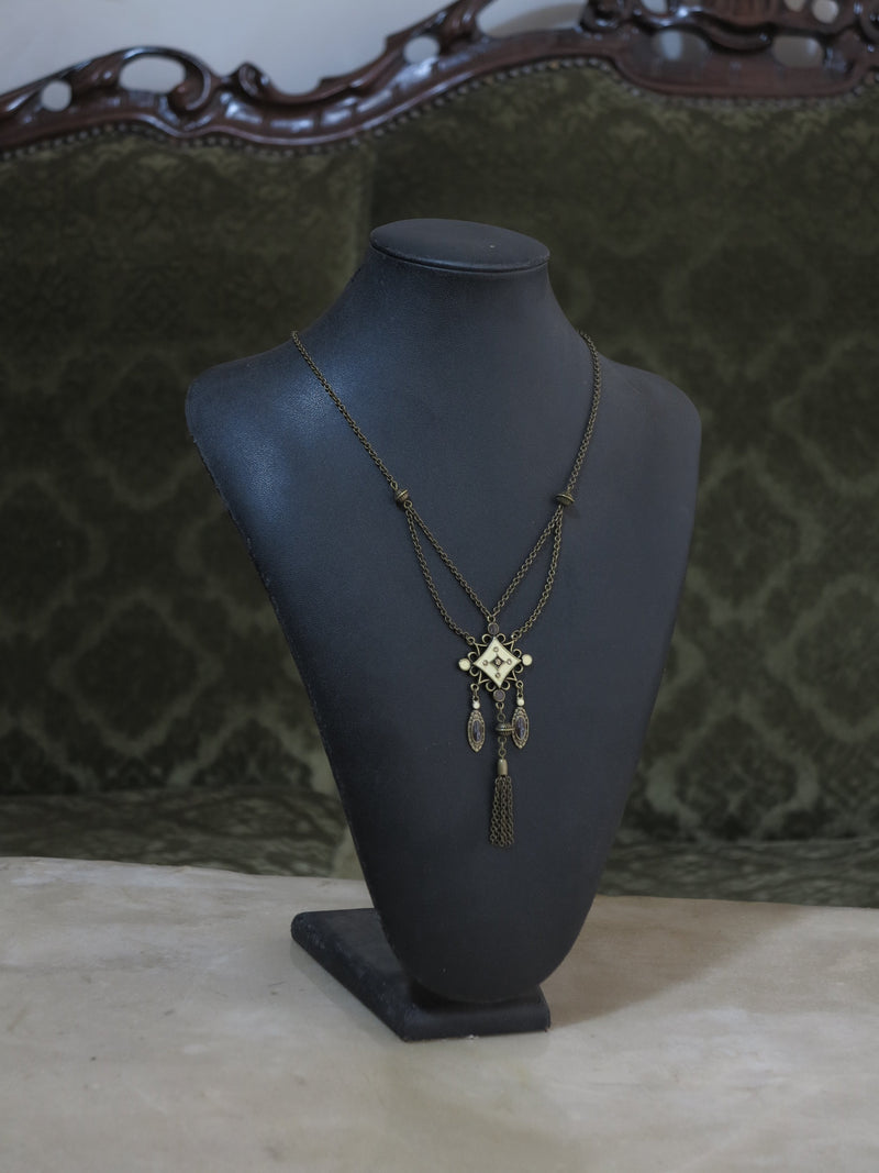 Quadra Tassel Double Chain Necklace