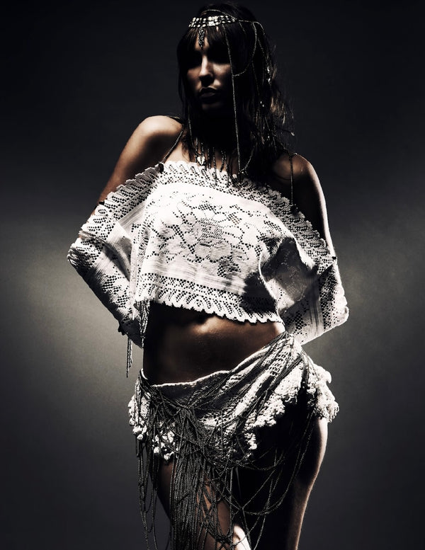 'Rosaria' Vintage Jewelled Poncho Top