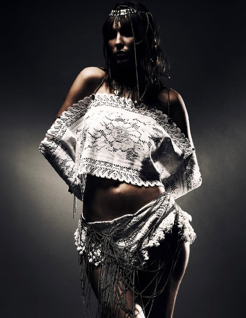 'Rosaria' Vintage Jewelled Poncho Top