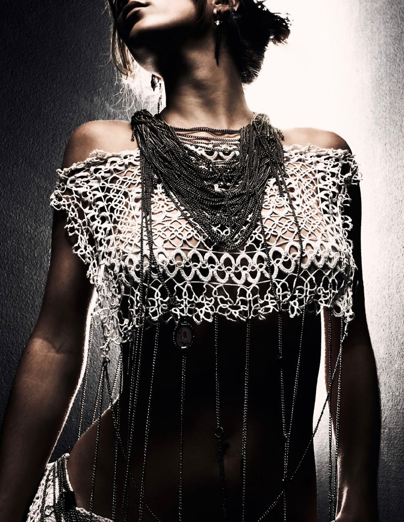 'Lucia' Vintage Jewelled Poncho Top
