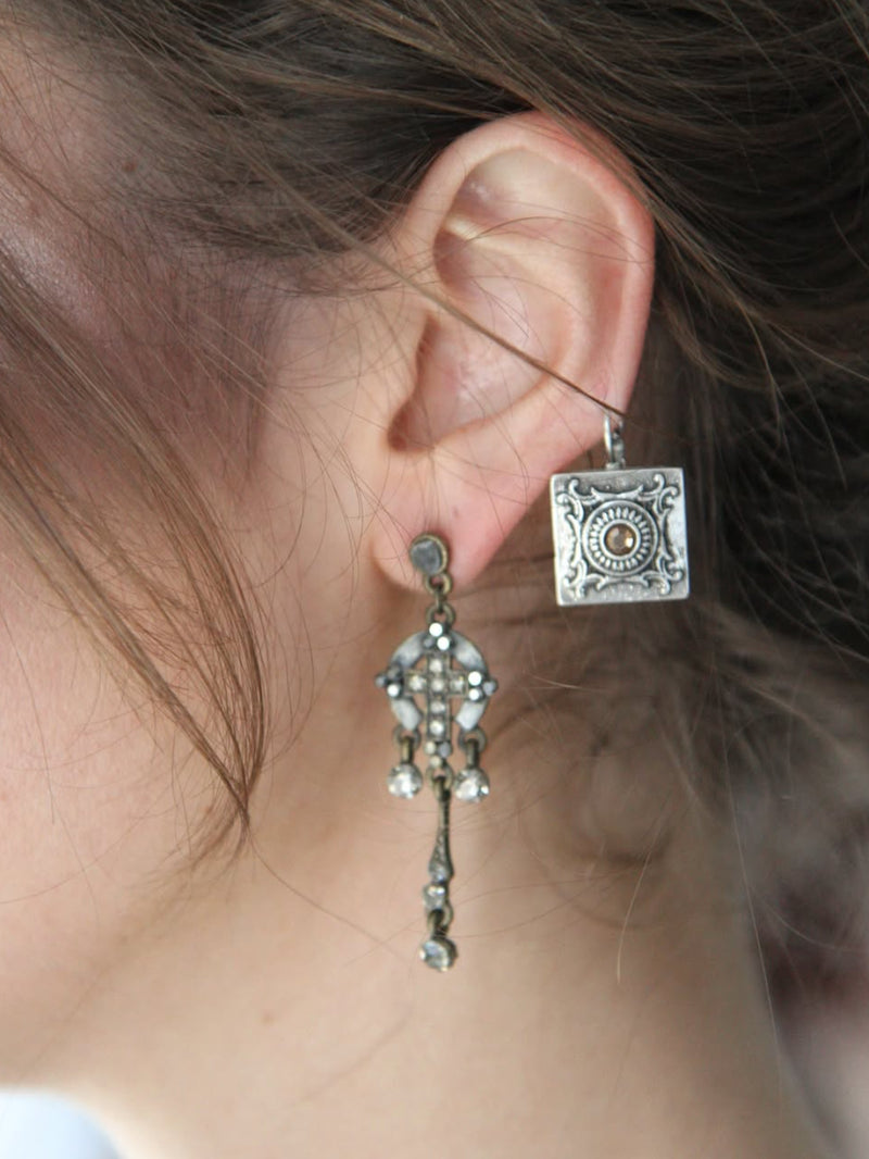 Tero Square Silver Vintage Earrings